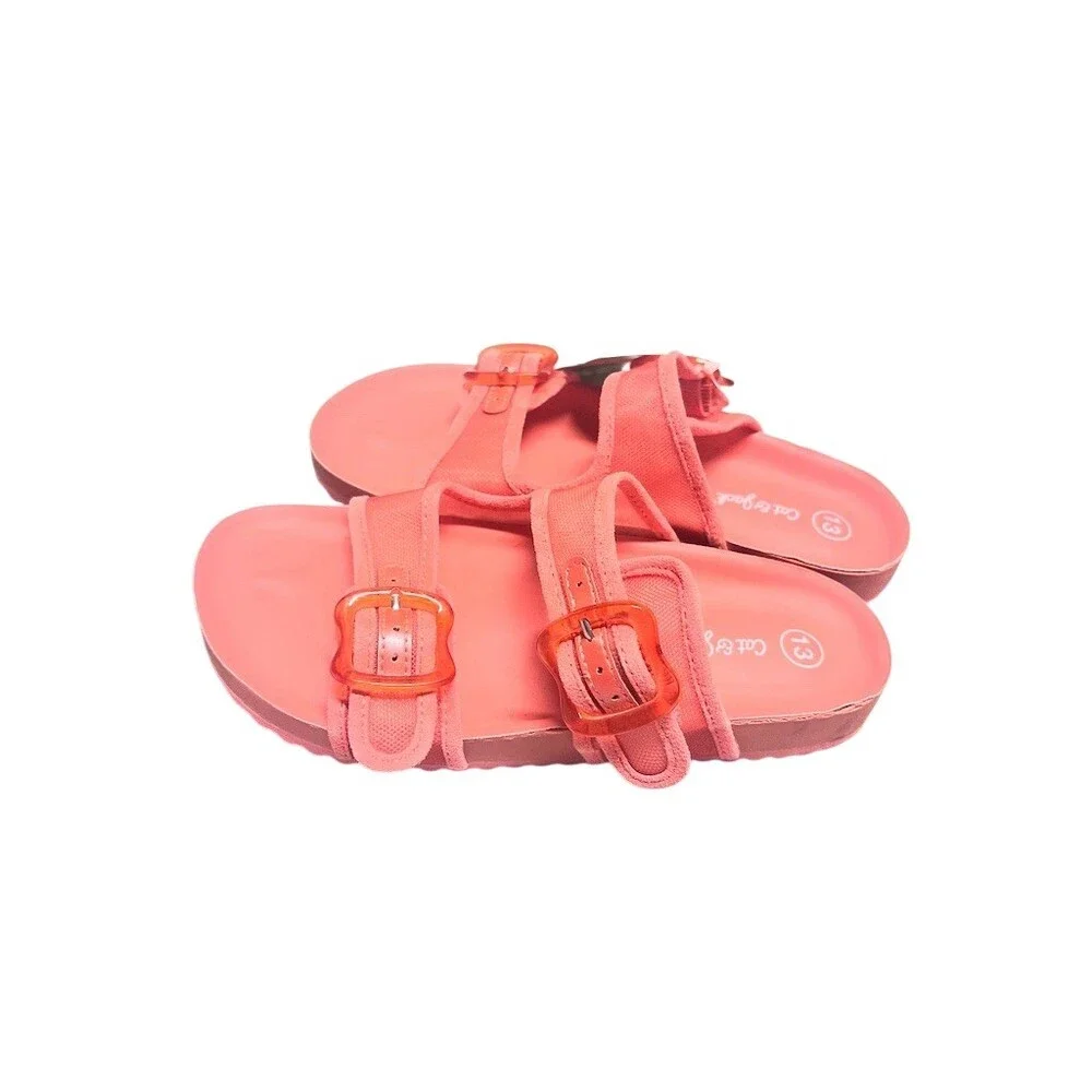 Cat & Jack Girls Footbed Slide Sandals‎ Lot of 2 Multicolor Size 13